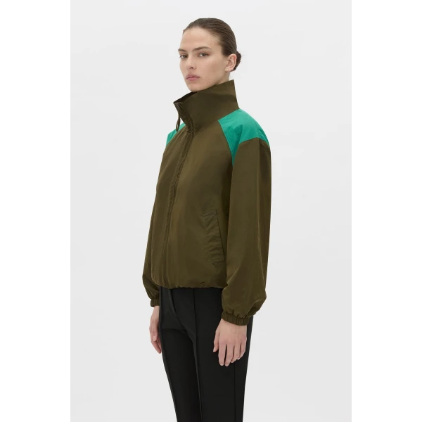 Camilla and Marc Storm Colour Block Anorak in Khaki and Emerald, view 3 | Jackets | Coveti