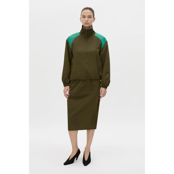 Camilla and Marc Storm Colour Block Anorak in Khaki and Emerald, view 5 | Jackets | Coveti