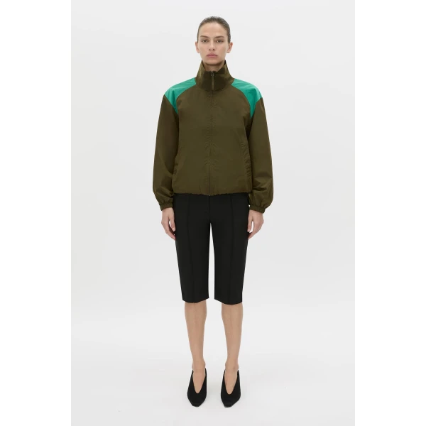 Camilla and Marc Storm Colour Block Anorak in Khaki and Emerald, view 6 | Jackets | Coveti
