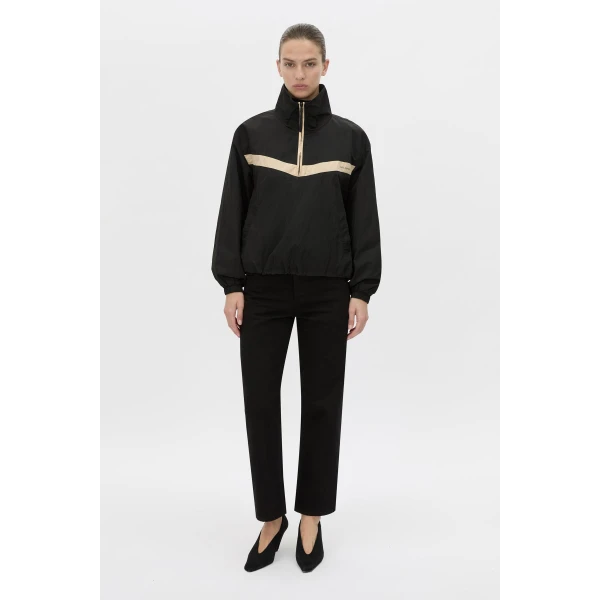 Camilla and Marc Storm Colour Block Pullover in Black and Bone, view 2 | Jackets | Coveti