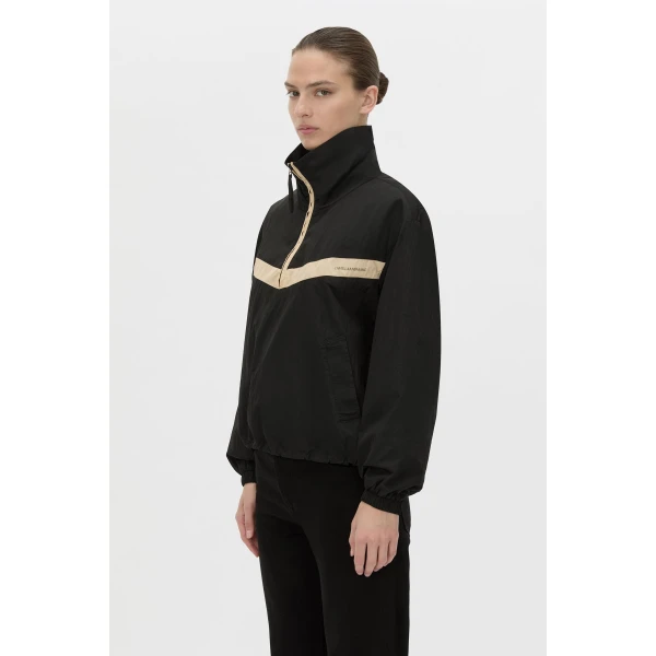Camilla and Marc Storm Colour Block Pullover in Black and Bone, view 3 | Jackets | Coveti