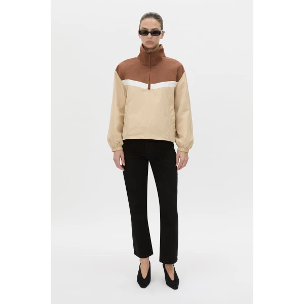 Camilla and Marc Storm Colour Block Pullover in Mocha and Bone, view 2 | Jackets | Coveti