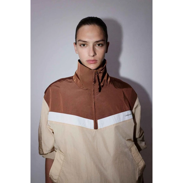 Camilla and Marc Storm Colour Block Pullover in Mocha and Bone, view 4 | Jackets | Coveti