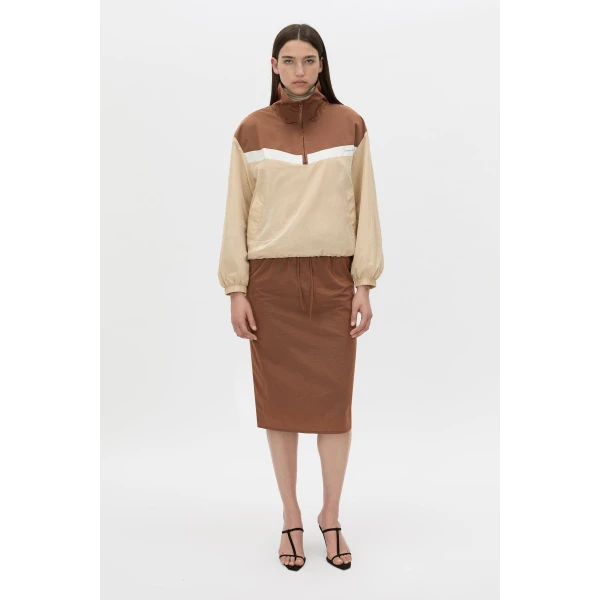 Camilla and Marc Storm Colour Block Pullover in Mocha and Bone, view 5 | Jackets | Coveti