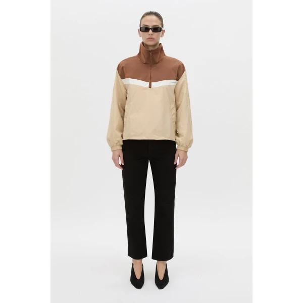 Camilla and Marc Storm Colour Block Pullover in Mocha and Bone, view 6 | Jackets | Coveti