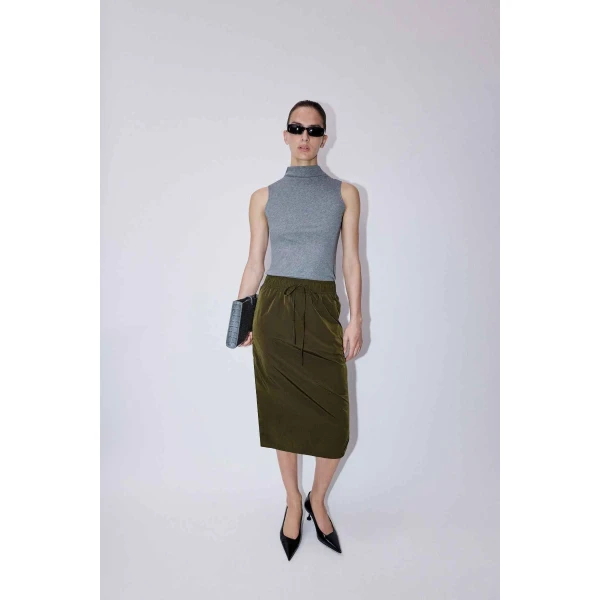 Camilla and Marc Storm Midi Skirt in Khaki, view 4 | Midi Skirts | Coveti