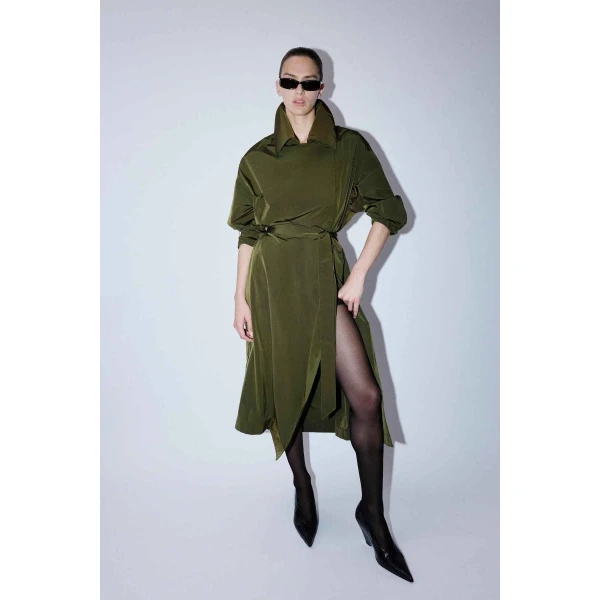 Camilla and Marc Storm Trench Coat in Khaki, view 4 | Trench Coat | Coveti
