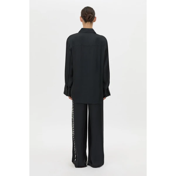 Camilla and Marc Suri Long Sleeve Shirt in Black Suri Print, view 6 | Shirts | Coveti