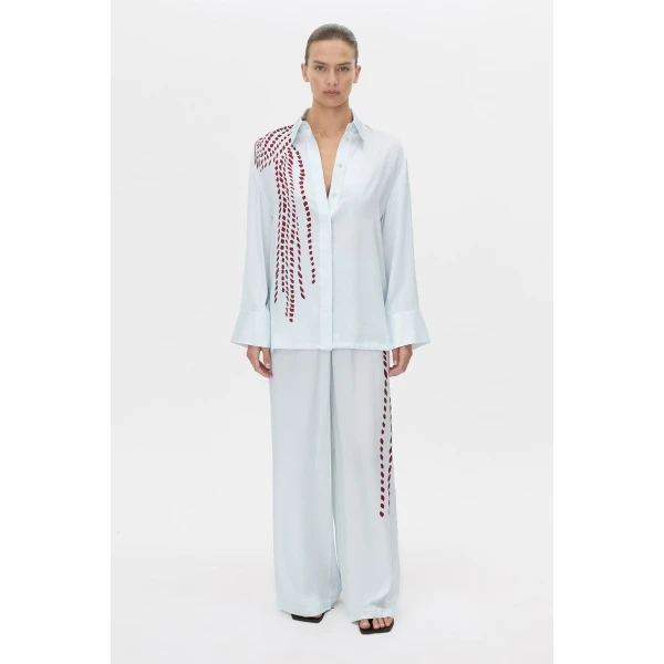 Camilla and Marc Suri Long Sleeve Shirt in Blue Suri Print, view 2 | Shirts | Coveti