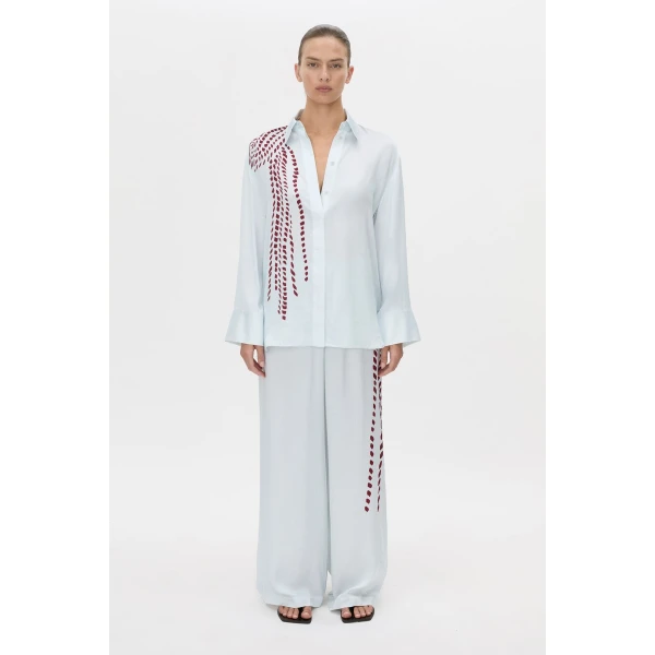 Camilla and Marc Suri Long Sleeve Shirt in Blue Suri Print, view 4 | Shirts | Coveti