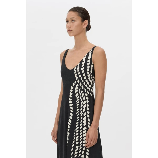 Camilla and Marc Suri Midi Dress in Black Suri Print, view 3 | Midi Dresses | Coveti