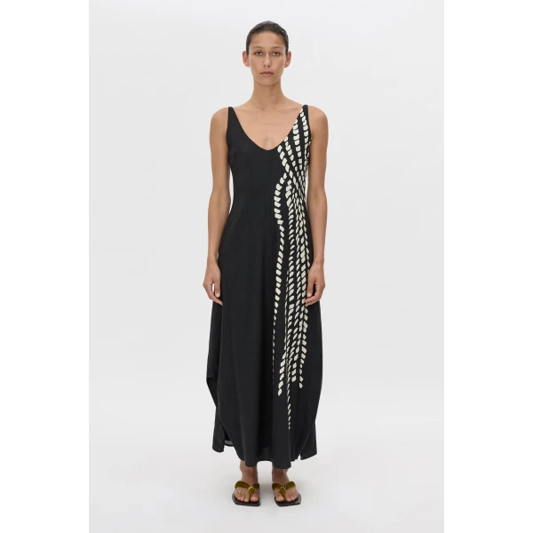 Camilla and Marc Suri Midi Dress in Black Suri Print, view 4 | Midi Dresses | Coveti