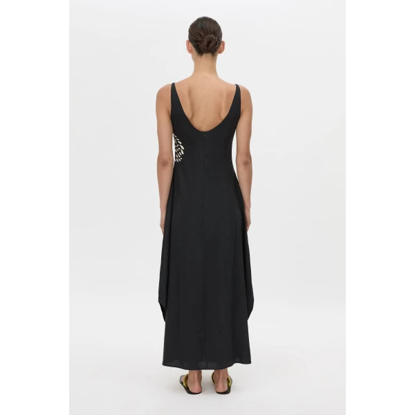 Camilla and Marc Suri Midi Dress in Black Suri Print, view 6 | Midi Dresses | Coveti