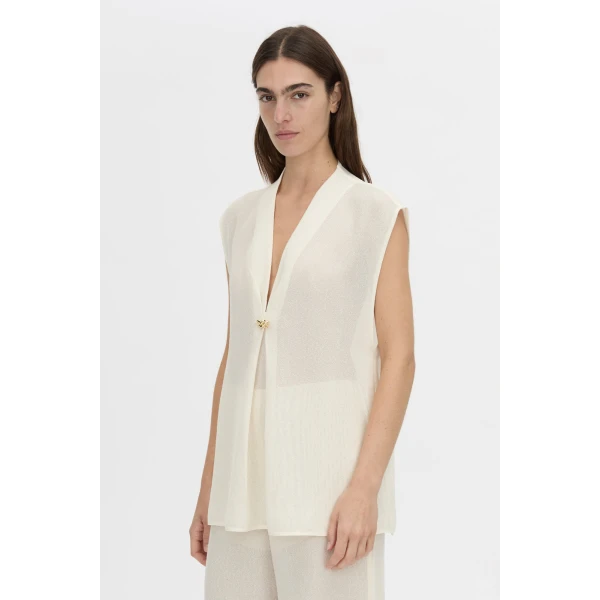 Camilla and Marc Tessara Top in Cream, view 3 | Sleeveless | Coveti