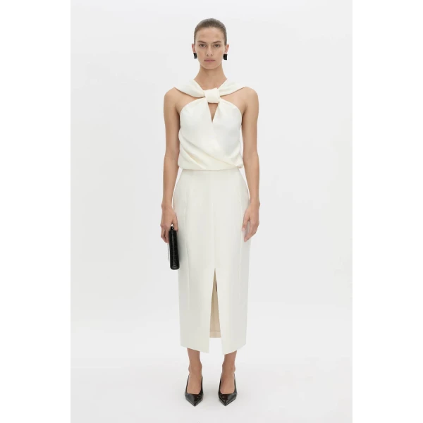 Camilla and Marc Vene Halter Top in Cream, view 2 | Sleeveless | Coveti