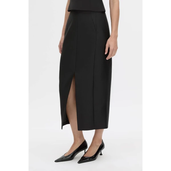 Camilla and Marc Vene Midi Skirt in Black, view 3 | Midi Skirts | Coveti