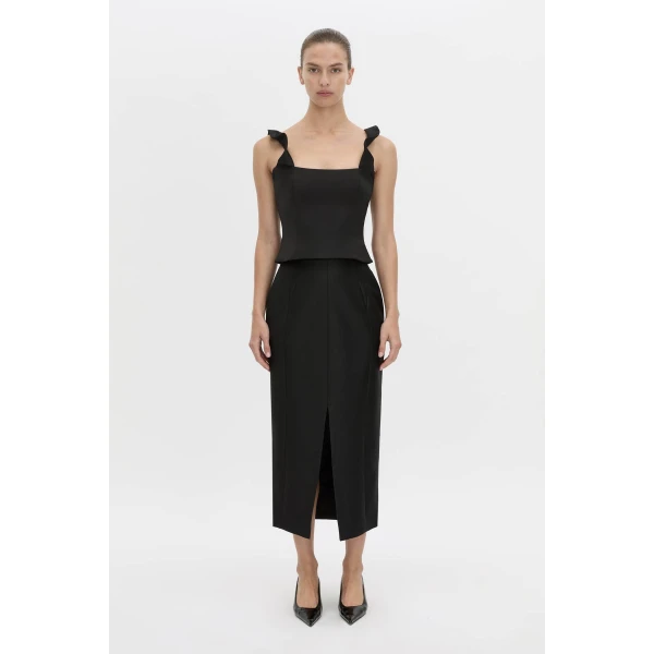 Camilla and Marc Vene Midi Skirt in Black, view 4 | Midi Skirts | Coveti