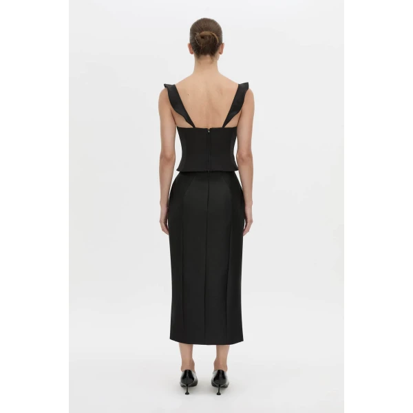 Camilla and Marc Vene Midi Skirt in Black, view 6 | Midi Skirts | Coveti