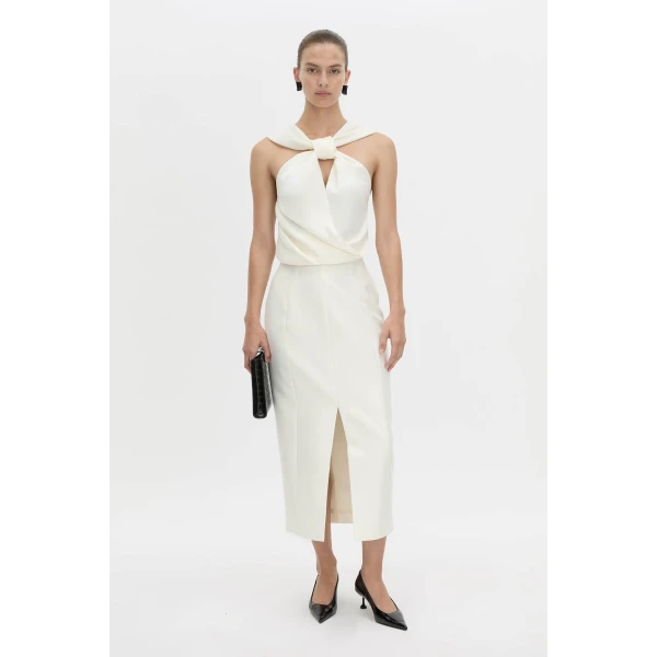 Camilla and Marc Vene Midi Skirt in Cream, view 2 | Midi Skirts | Coveti