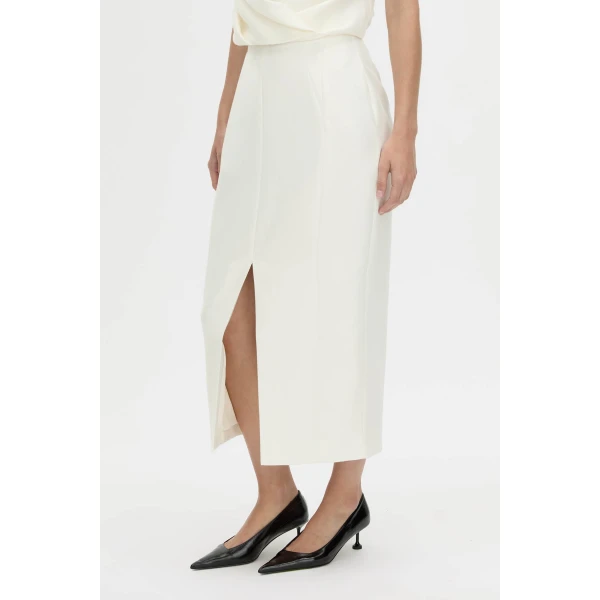 Camilla and Marc Vene Midi Skirt in Cream, view 3 | Midi Skirts | Coveti