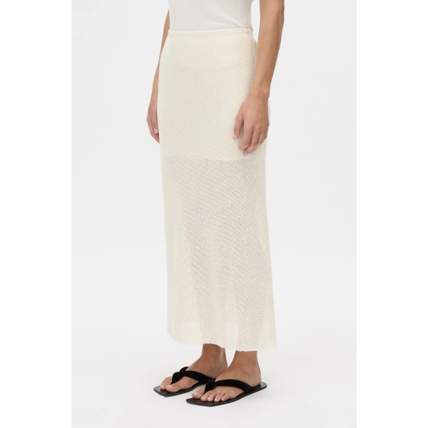 Camilla and Marc Viele Textured Bias Skirt in Cream, view 3 | Midi Skirts | Coveti