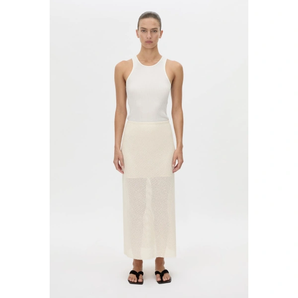 Camilla and Marc Viele Textured Bias Skirt in Cream, view 4 | Midi Skirts | Coveti