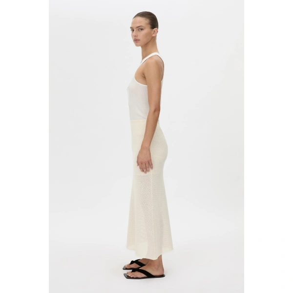 Camilla and Marc Viele Textured Bias Skirt in Cream, view 6 | Midi Skirts | Coveti