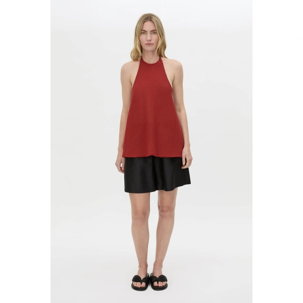 Camilla and Marc Viele Textured Halter Top in Burnt Red, view 2 | Sleeveless | Coveti