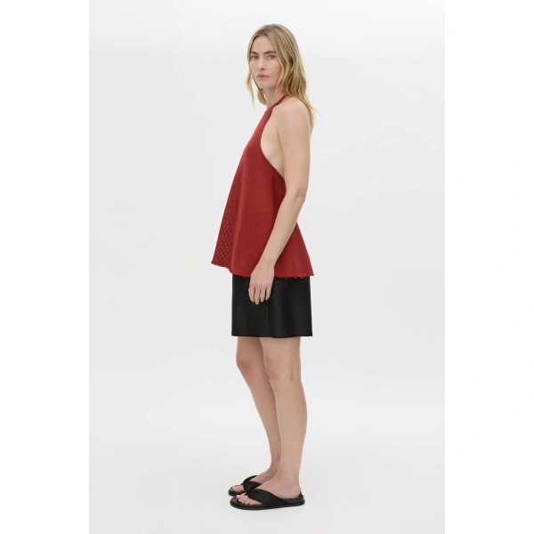 Camilla and Marc Viele Textured Halter Top in Burnt Red, view 5 | Sleeveless | Coveti