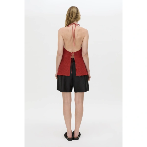 Camilla and Marc Viele Textured Halter Top in Burnt Red, view 6 | Sleeveless | Coveti
