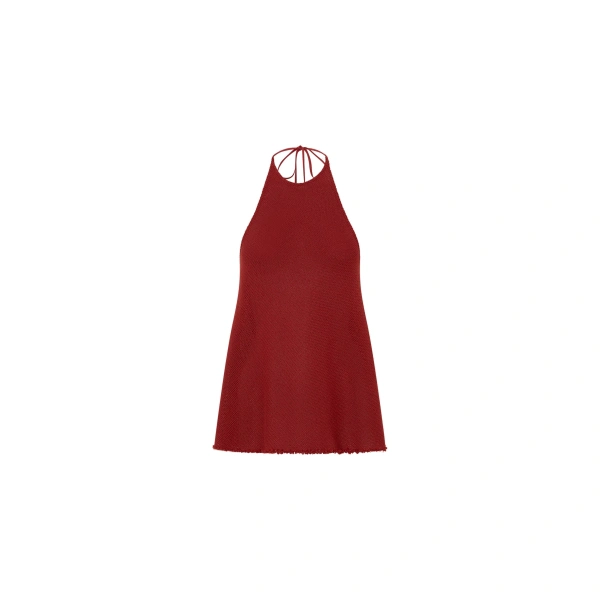 Viele Textured Halter Top in Burnt Red