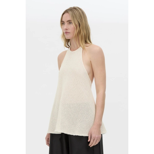 Camilla and Marc Viele Textured Halter Top in Cream, view 3 | Sleeveless | Coveti