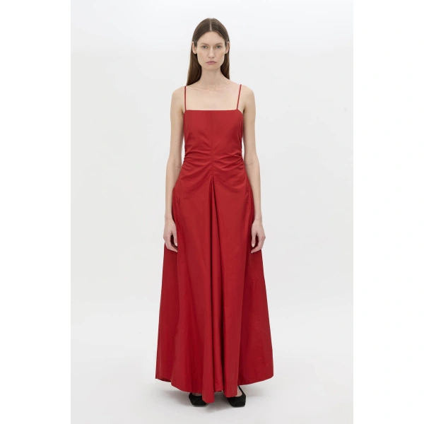 Camilla and Marc Vince Dress in Lipstick Red, view 2 | Midi Dresses | Coveti