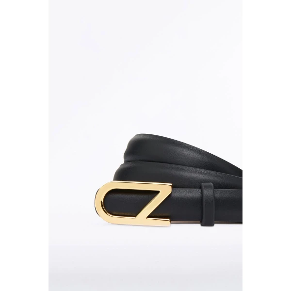 Carla Zampatti Black CZ Thin Logo Belt | Belts | Coveti