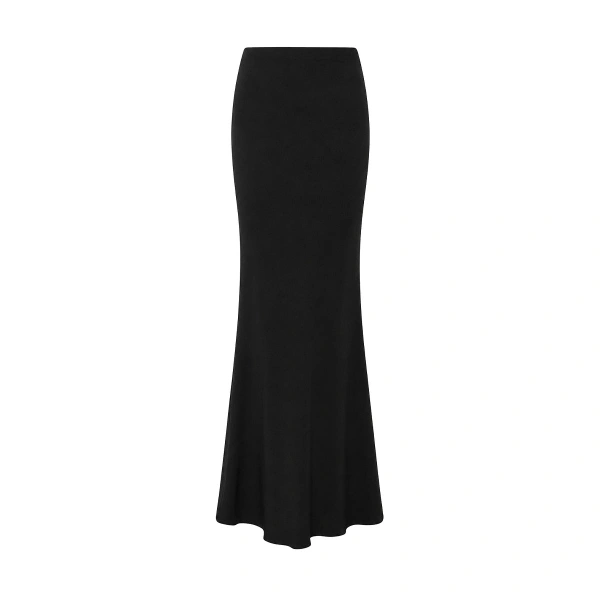Black Crepe Bias Fishtail Skirt