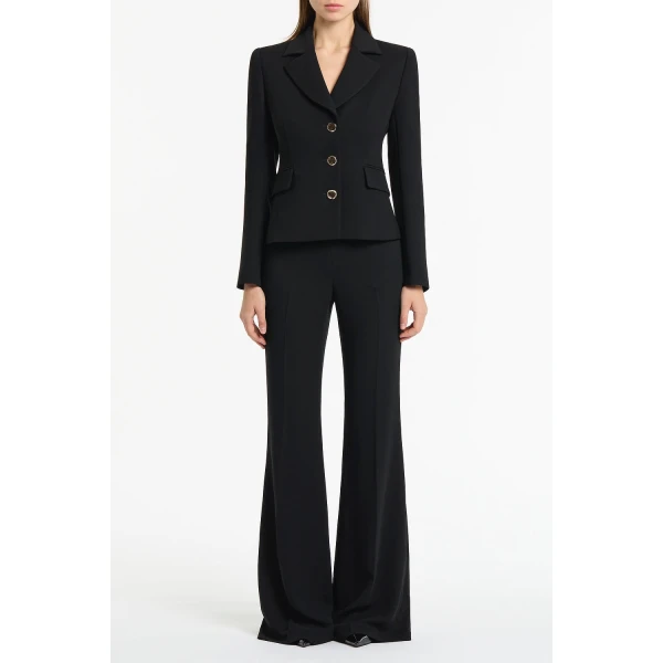 Carla Zampatti Black Crepe Bootleg Pant | Tailored pants | Coveti