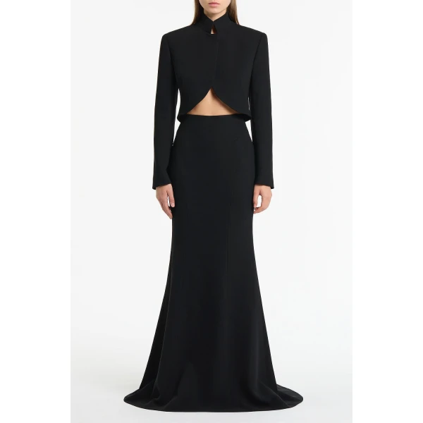 Carla Zampatti Black Crepe Crop Jacket | Blazers | Coveti