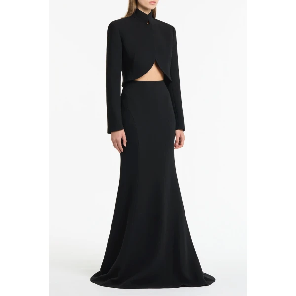 Carla Zampatti Black Crepe Crop Jacket | Blazers | Coveti