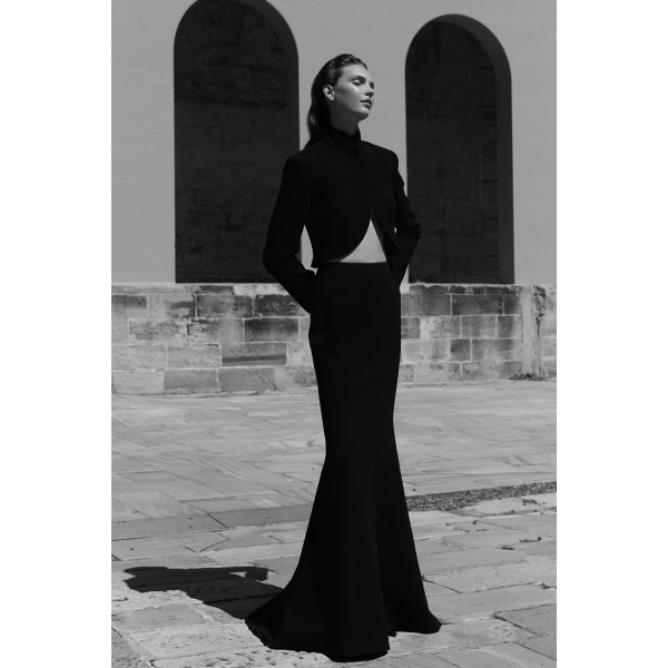 Carla Zampatti Black Crepe Crop Jacket | Blazers | Coveti