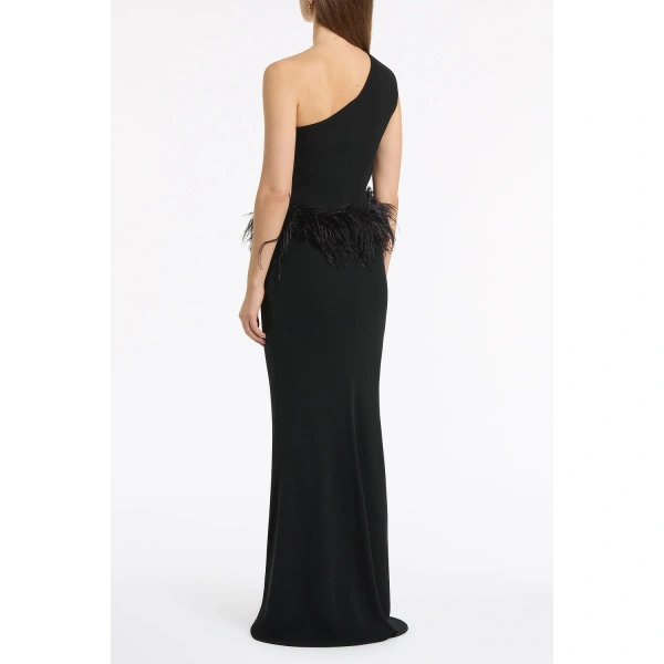 Carla Zampatti Black Crepe Cropped Feather Trimmed Bodice | Sleeveless & Tank Tops | Coveti