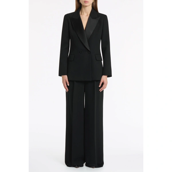 Carla Zampatti Black Crepe Double Breasted Blazer | Blazers | Coveti