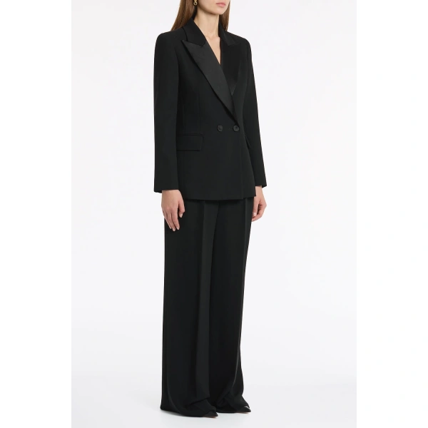 Carla Zampatti Black Crepe Double Breasted Blazer | Blazers | Coveti