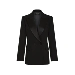 Carla Zampatti Black Crepe Double Breasted Blazer | Blazers | Coveti