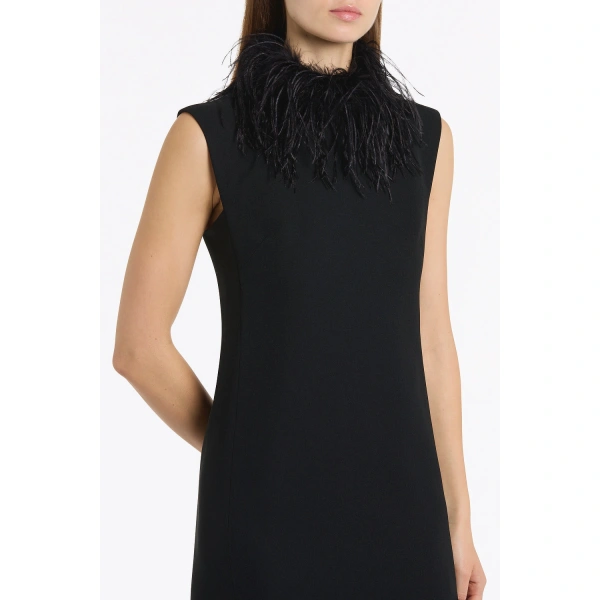 Carla Zampatti Black Crepe Feather Shift Dress | Mini Dresses | Coveti