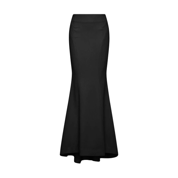 Black Crepe Fishtail Maxi Skirt