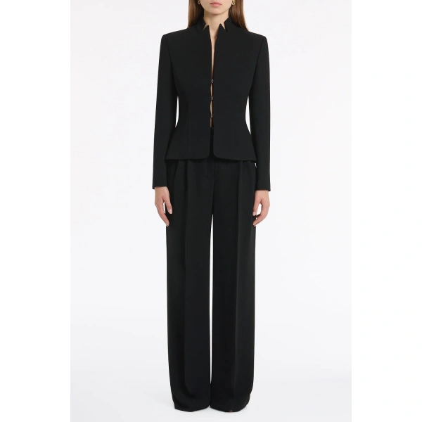 Carla Zampatti Black Crepe Fitted Jacket | Blazers | Coveti