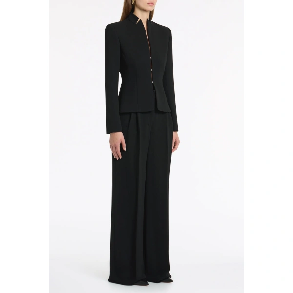 Carla Zampatti Black Crepe Fitted Jacket | Blazers | Coveti