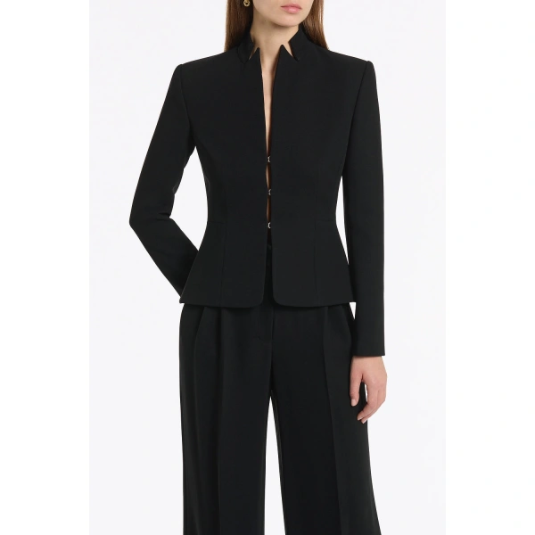 Carla Zampatti Black Crepe Fitted Jacket | Blazers | Coveti
