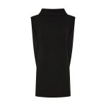 Carla Zampatti Black Crepe Folded Collar Tunic | Blouse | Coveti