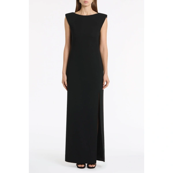 Carla Zampatti Black Crepe Front Split Gown | Evening Gowns | Coveti